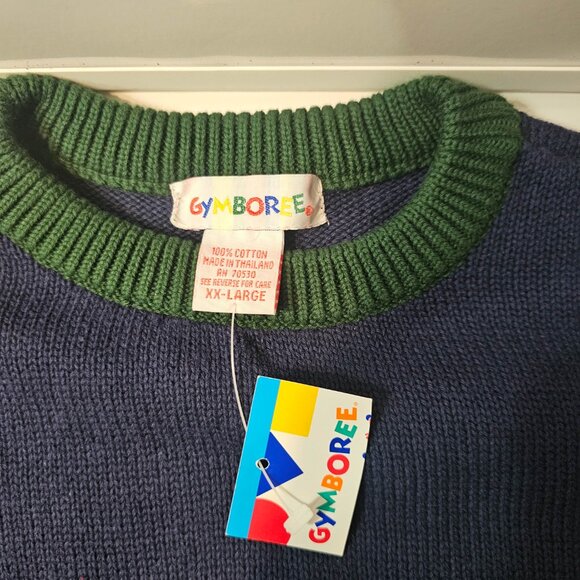 Gymboree School Days 1995 Boys 6-7 Color Block Cable Knit Crew Neck Sweater New - Picture 3 of 3